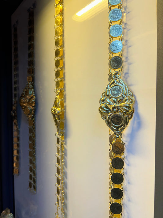 محزمة فضة مشللة بالذهب ضمان 3سنوات